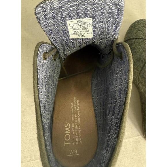 TOMS Women's Olive Herringbone DESERT Wedges-BOOTS Size.9 - Picture 5 of 9